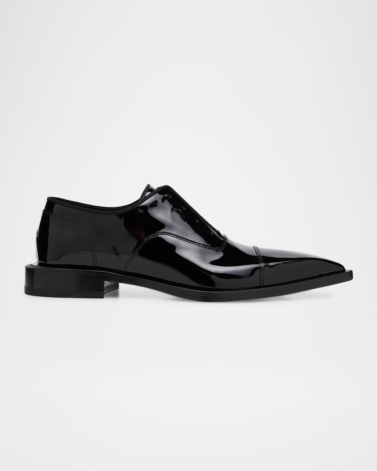 Men & apos;s Glossy Leather Pointed-Toe Oxfords