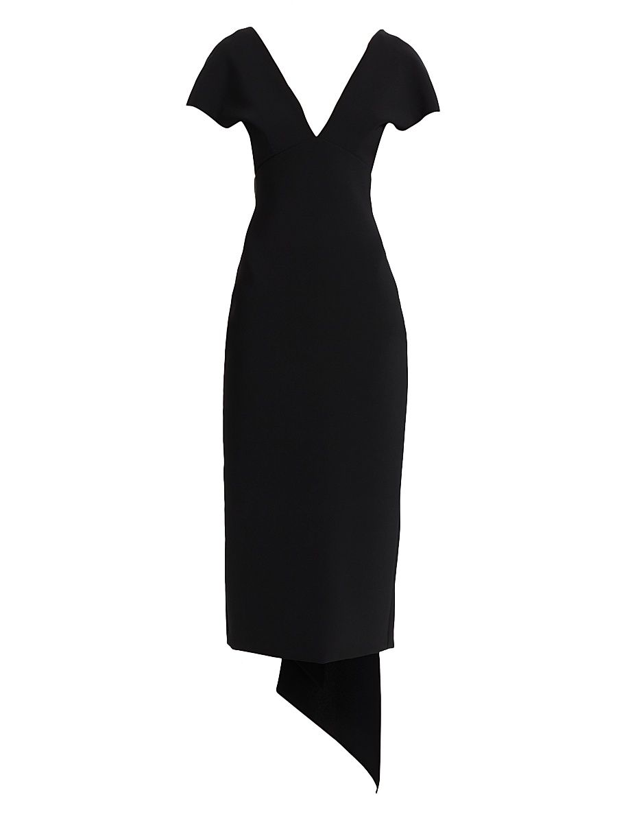 Women's Draped V-Neck Cocktail Dress - Black - Size 4