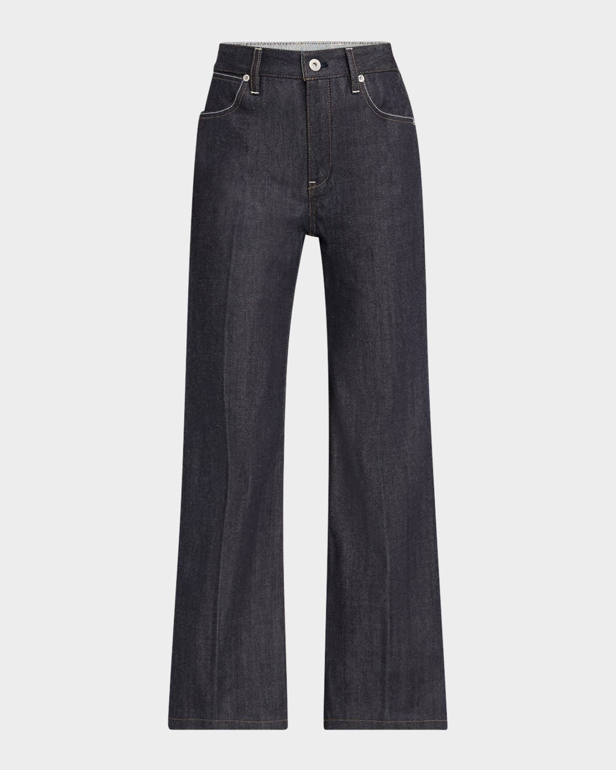 Mid-Rise Kickflare Ankle Denim Trousers