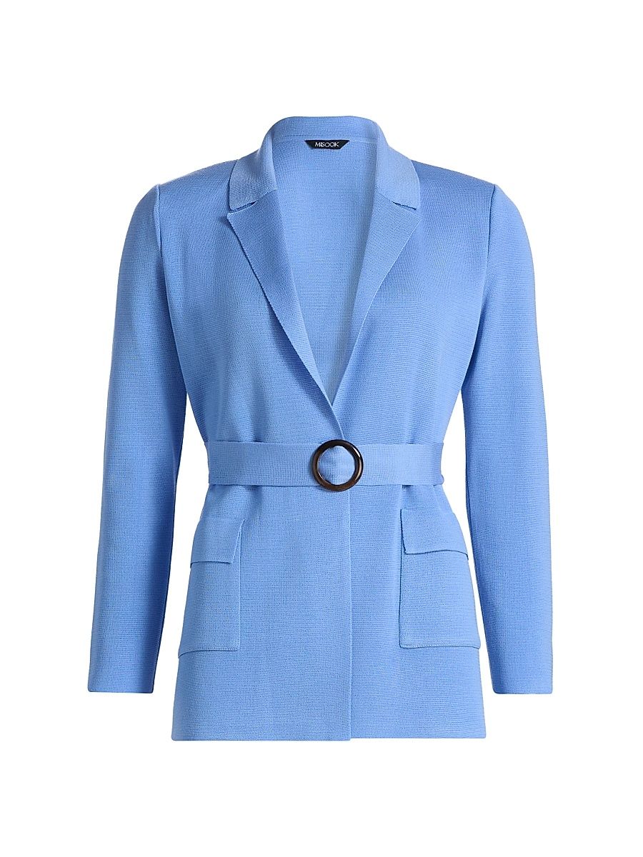 Women's Belted Single-Breasted Blazer - Tranquil Blue - Size XXL