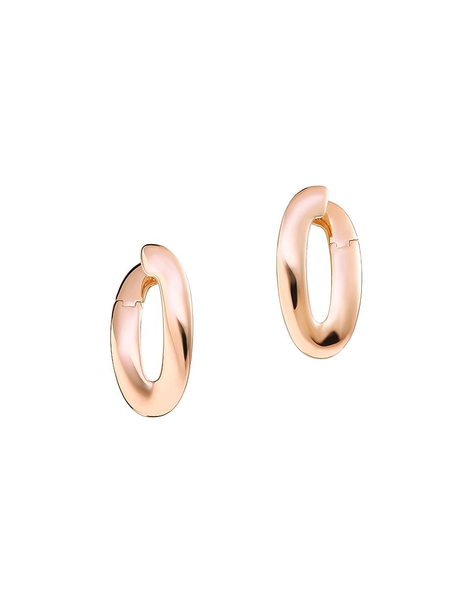 Women's Olimpia 18K Rose Gold Oval Hoop Earrings - Pink