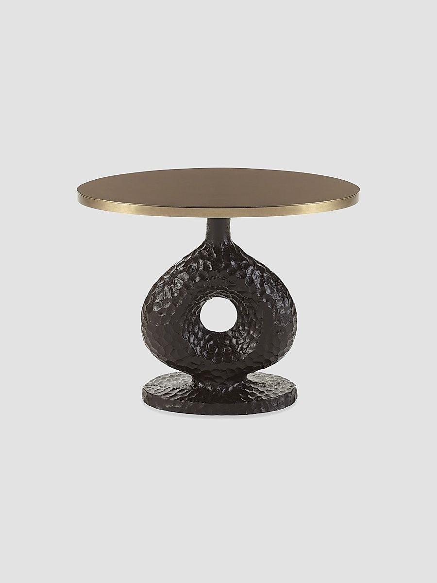 Seth Textured Side Table - Black Gold