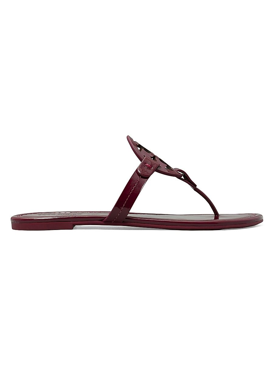 Women's Miller Logo Patent-Leather Sandals - Dried Currant - Size 9.5