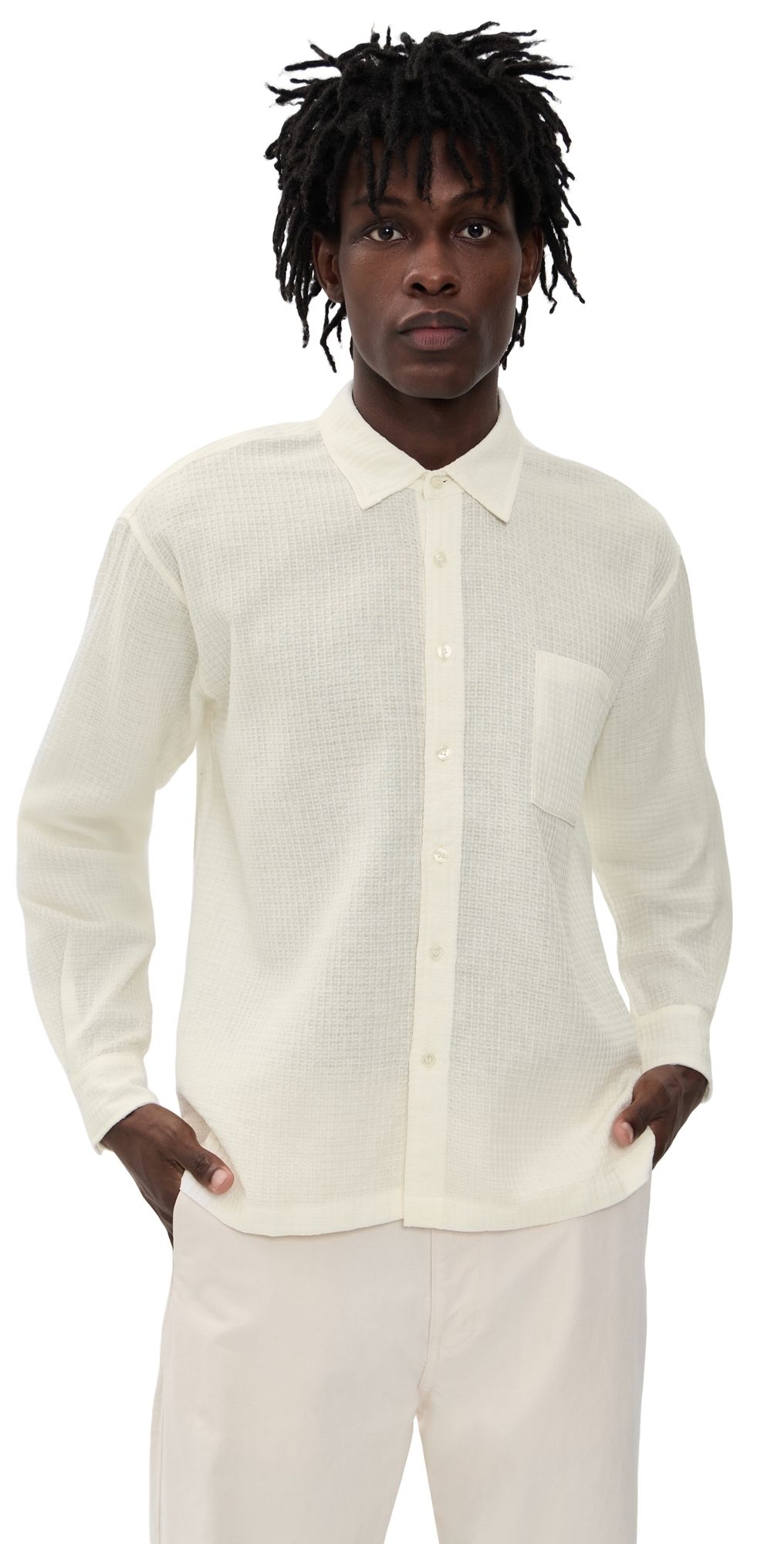 Bather Waffle Leisure Shirt White M