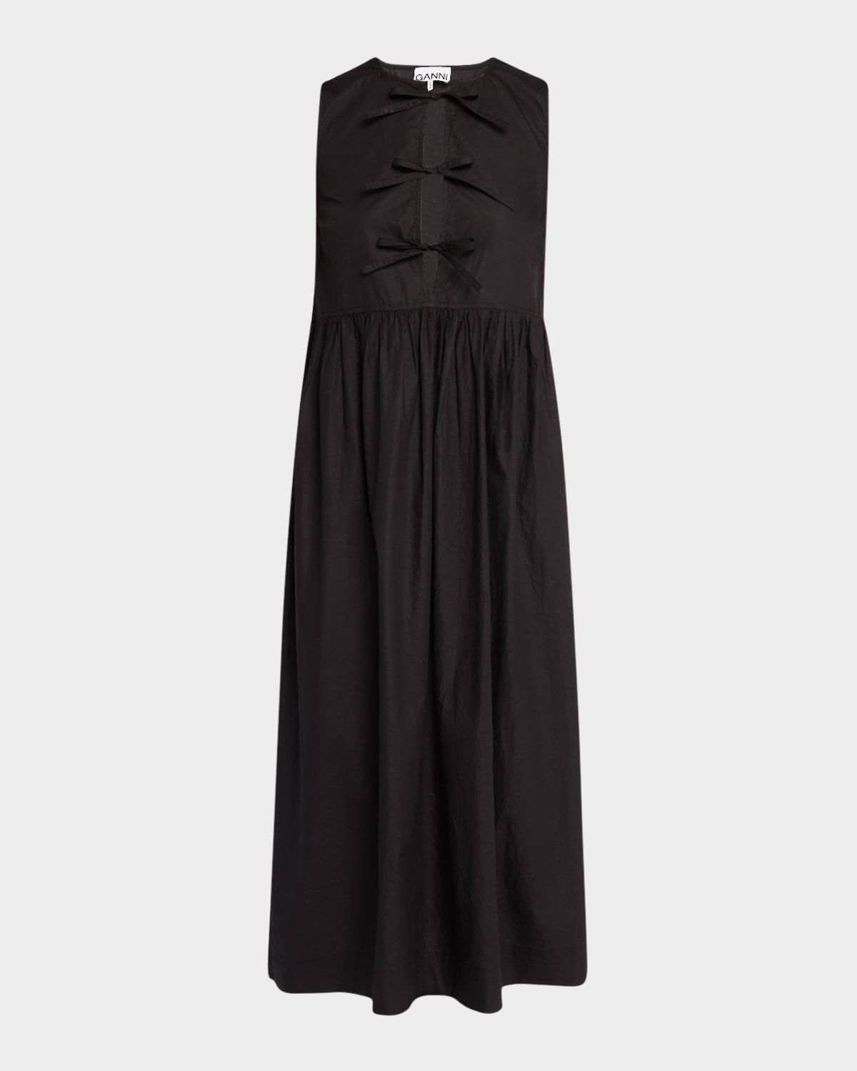 Tie-Front Cotton Poplin Midi Dress