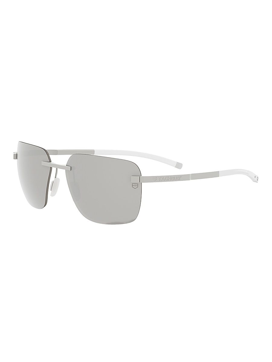 Men's Flex 58MM Square Sunglasses - Shiny Palladium And Smoke Mirror