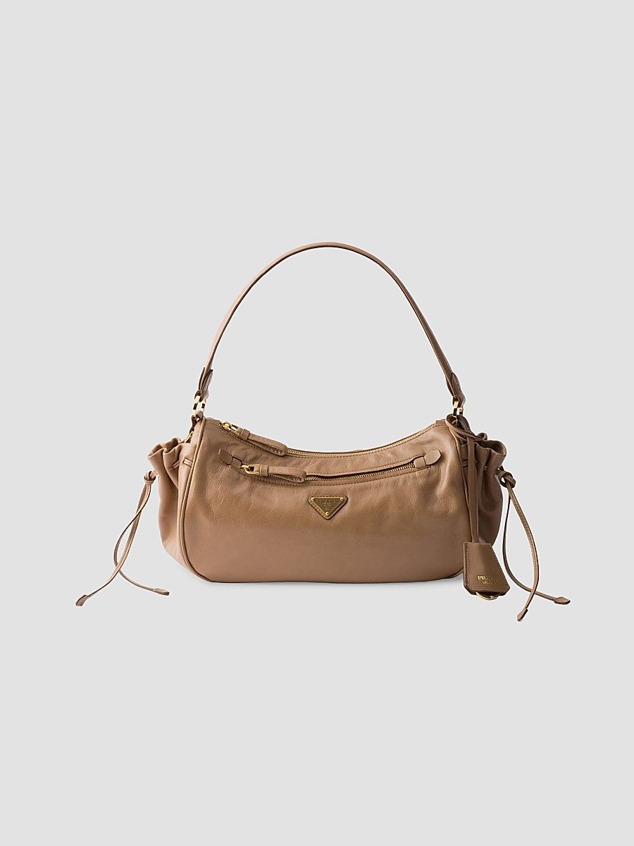 Women's Small Leather Shoulder Bag - Light Brown