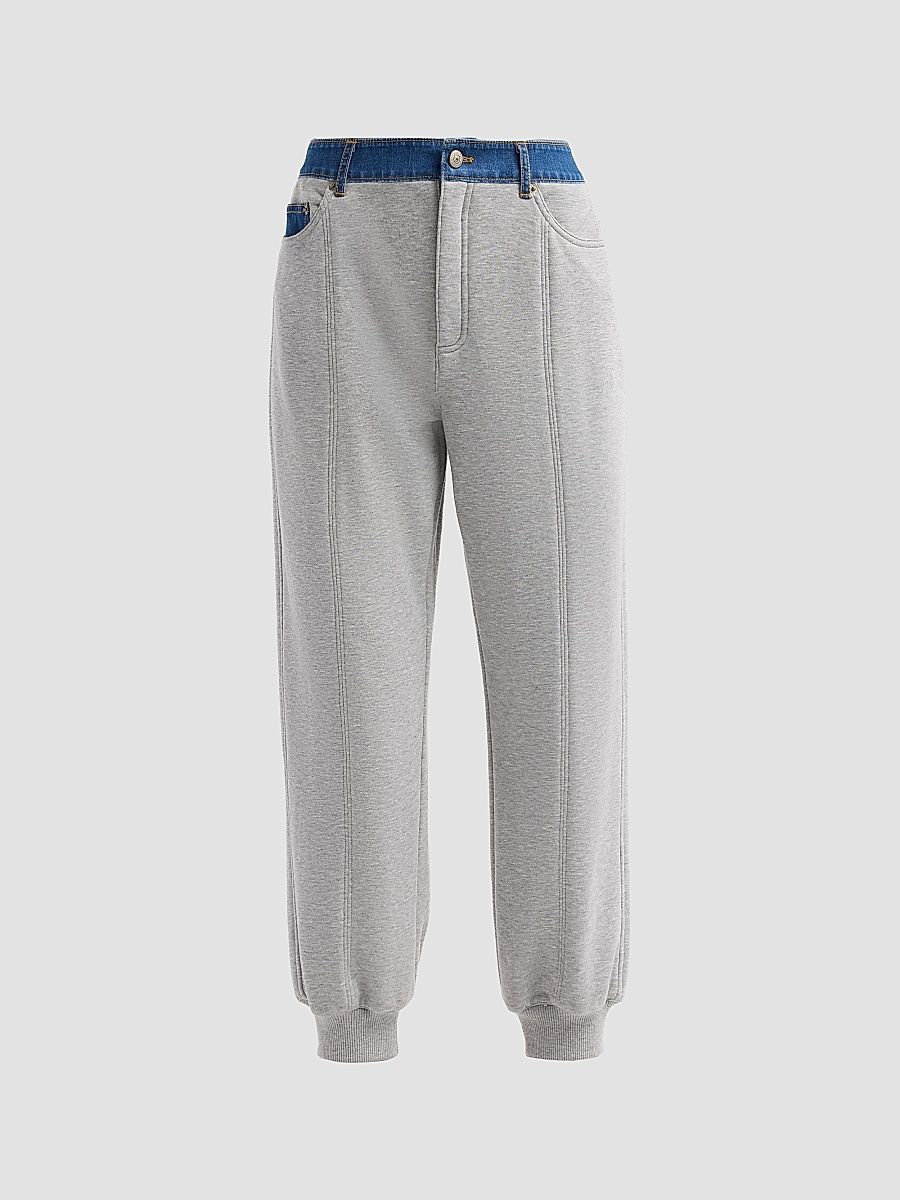 Women's Corenna Mixed-Media Pants - Heather Grey - Size XS