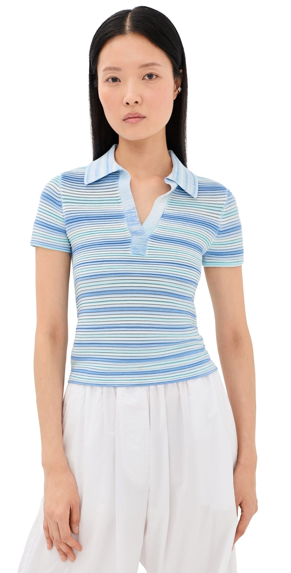 SIMKHAI Paxton Knit Polo Periwinkle Multi XS