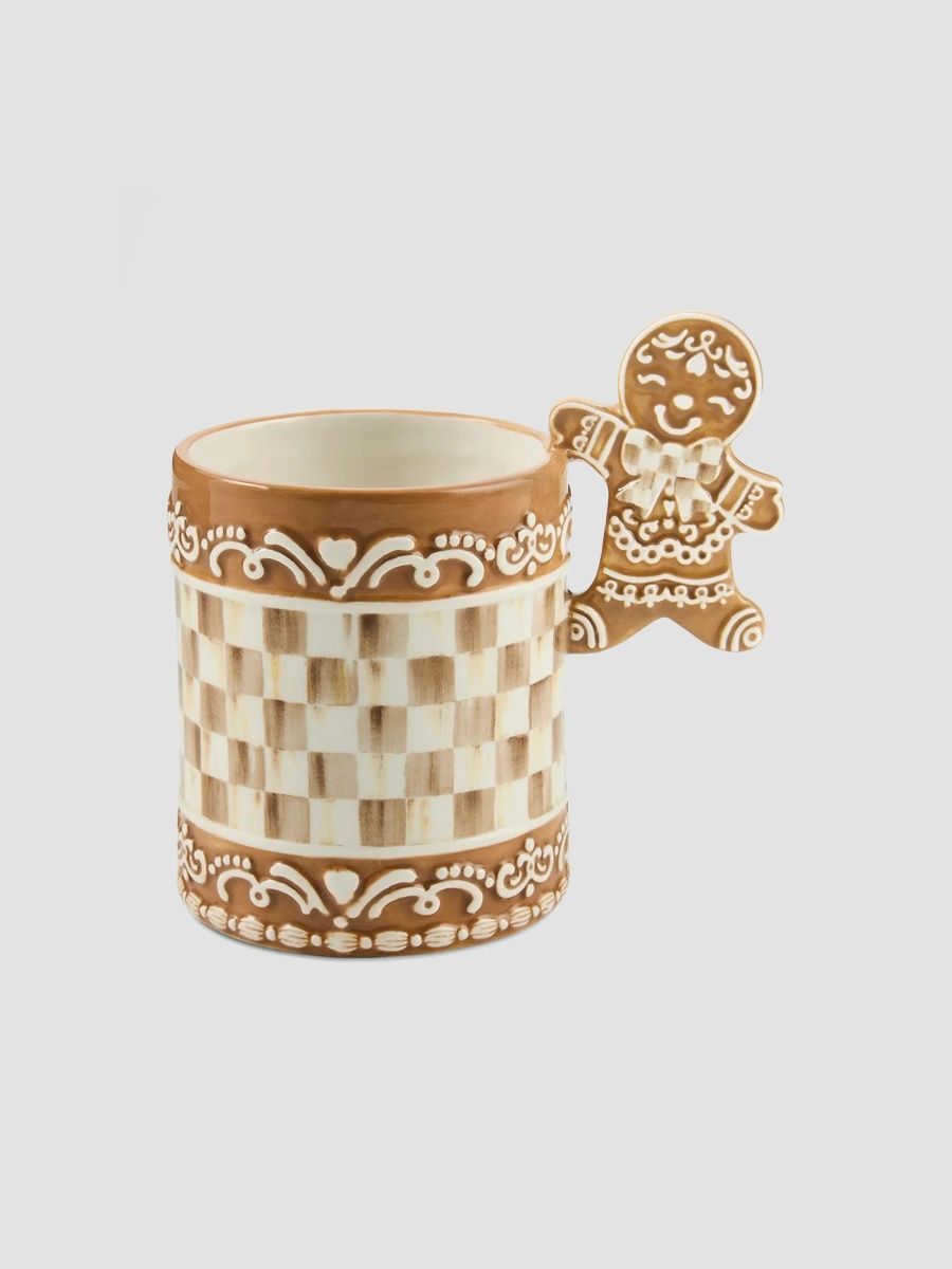 MacKenzie-Childs Mocha Check Gingerbread Mug