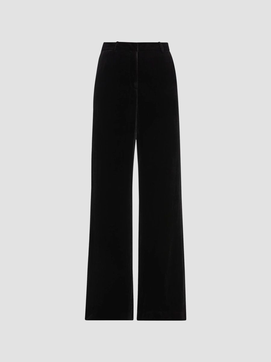 L'AGENCE Women's Pilar Velvet Wide-Leg Pants - Black - Size 6