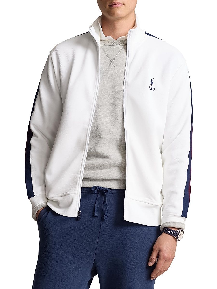 Men's Colorblock Knit Track Jacket - White Multi - Size XXL