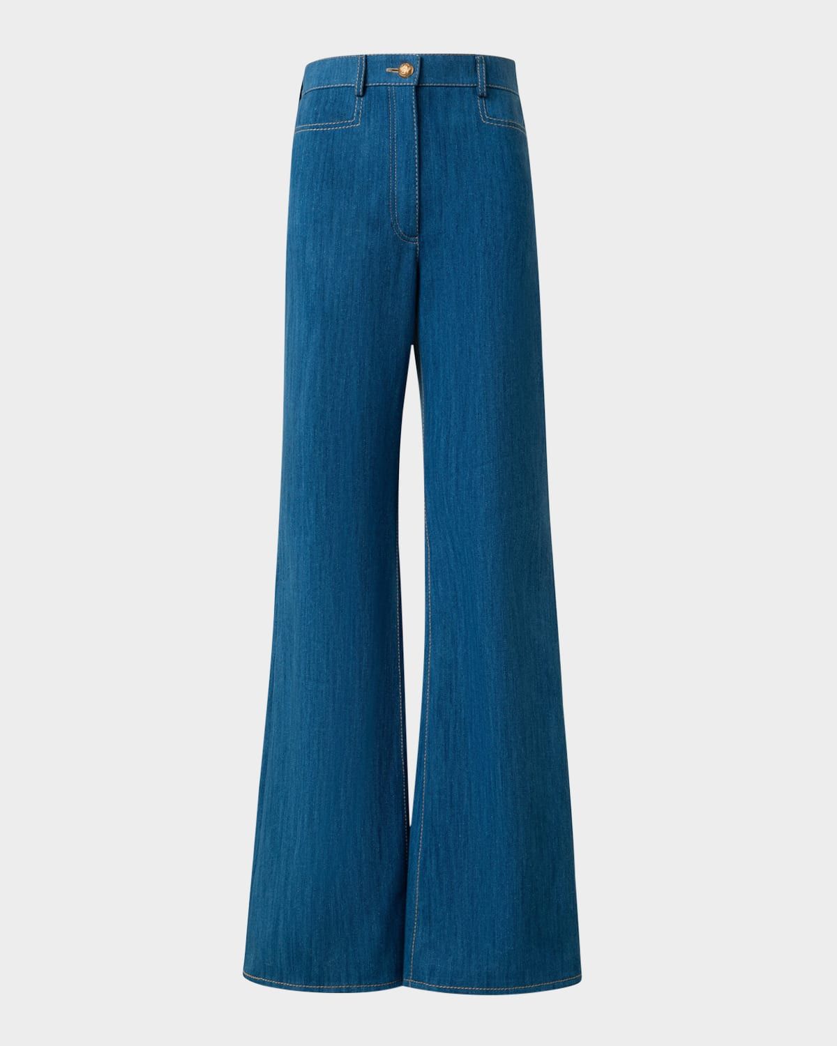 Celia Cotton Stretch Denim Flare Pants