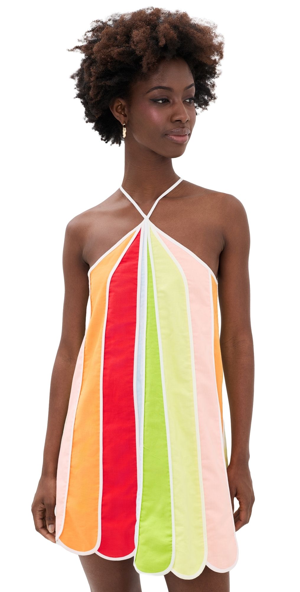 English Factory Linen Umbrella Mini Dress Multi Color S