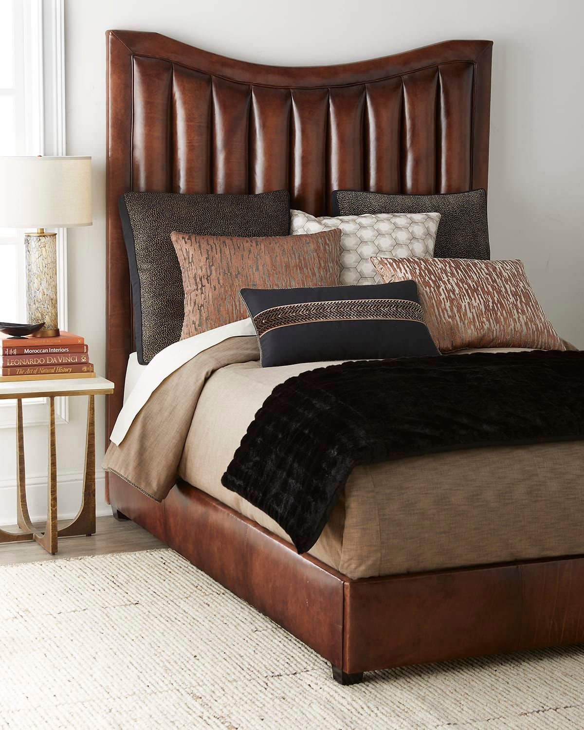 Keoghan Leather Channel Queen Bed