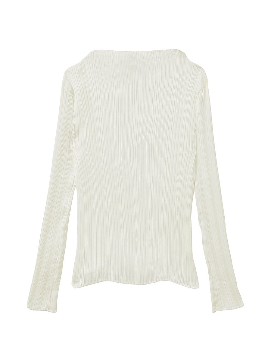Women's Ember Pleated Funnel-Neck Top - Ivory - Size 14