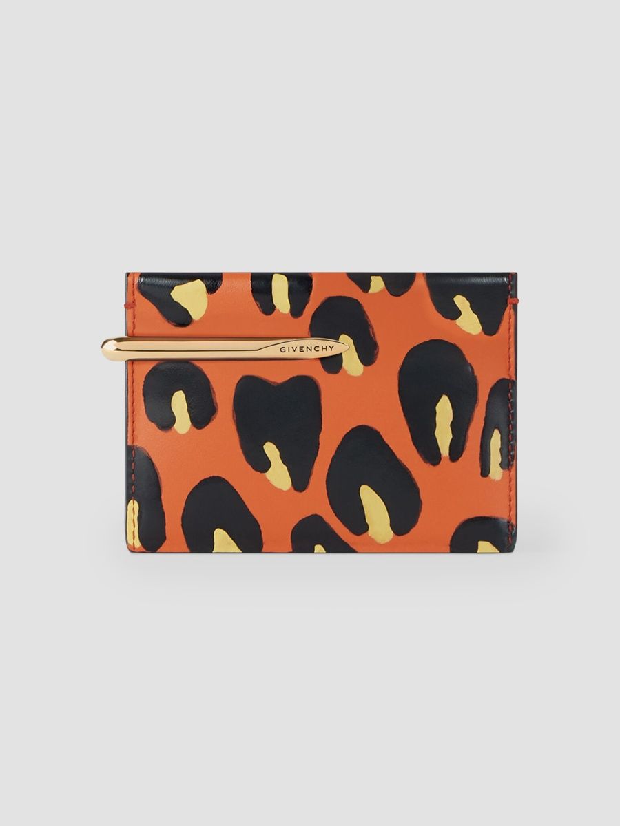 Givenchy Women's Pinch Wallet in Leather with Leopard Print - Black Orange