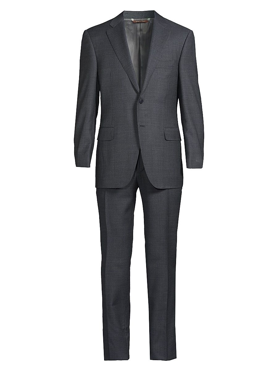 Men's Siena Micro Weave Wool Suit - Light Grey - Size 48
