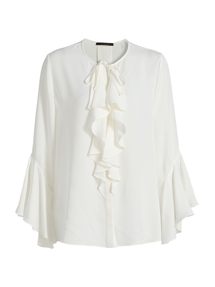 Women's Turner Silk Ruffle Blouse - Ivory - Size XXL