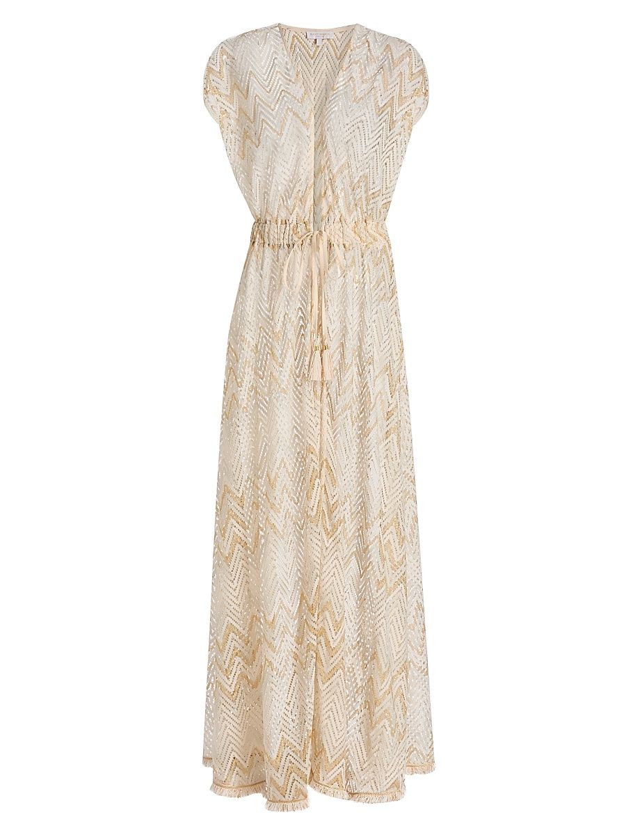 Women's Katherine Chevron-Knit Cover-Up Maxi Dress - Sandstone - Size Large