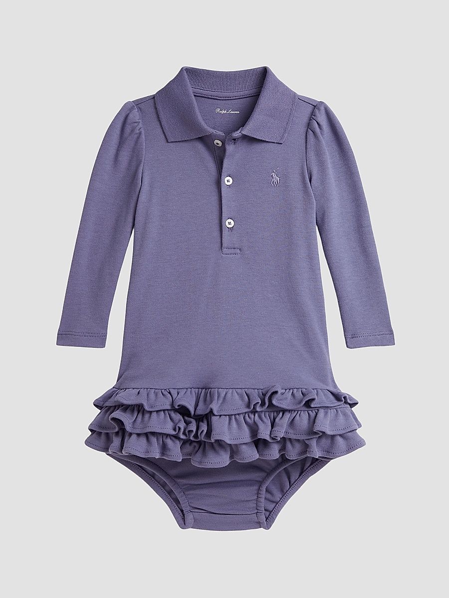 Baby Girl's Polo Dress & Bloomers Set - Summer Purple - Size 9 Months