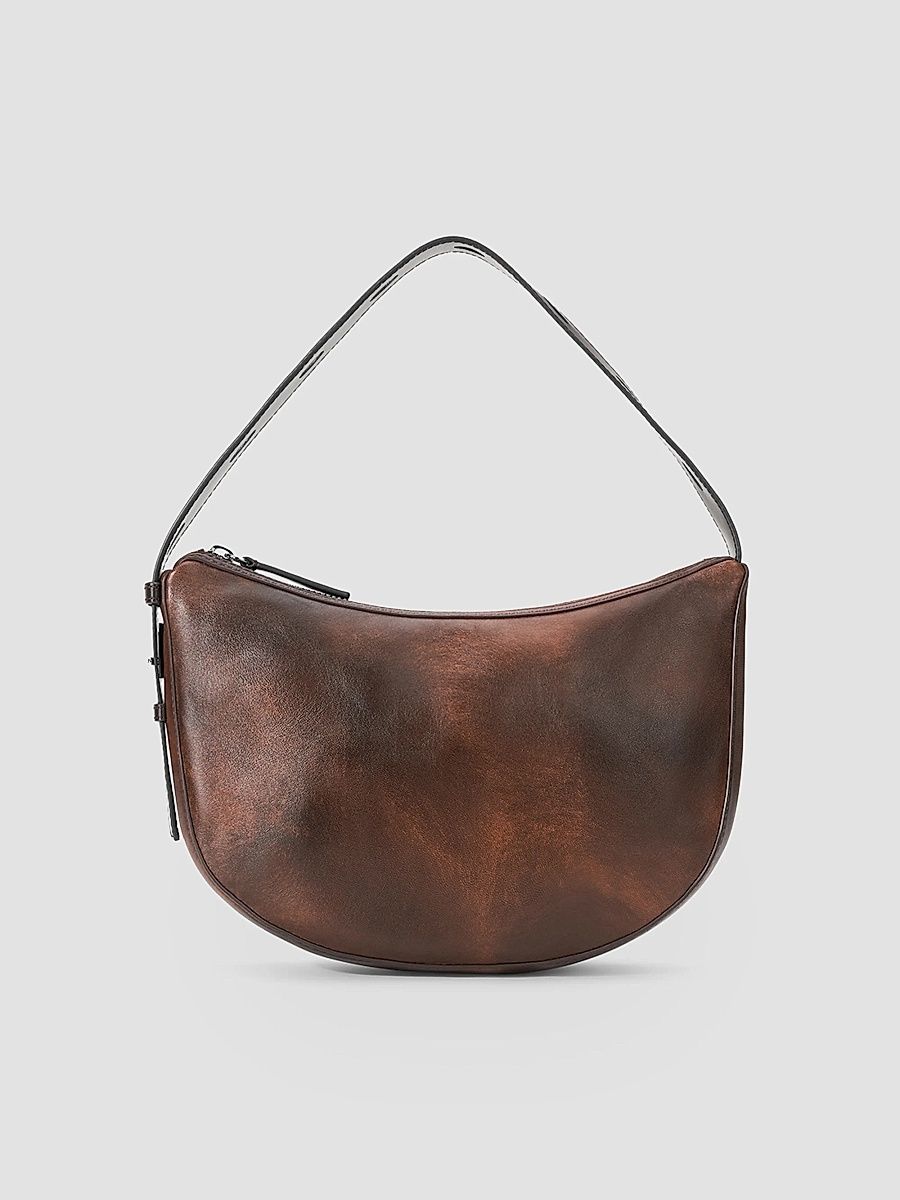 Women's Levi Leather Shoulder Bag - Espresso Distressed