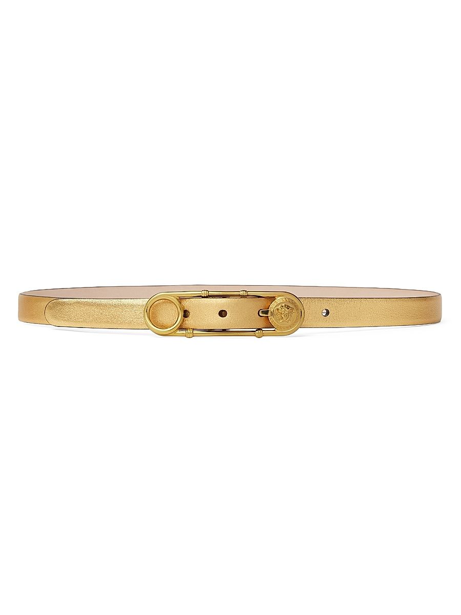 Women's Safety Pin Leather Belt - Versace Gold - Size Large