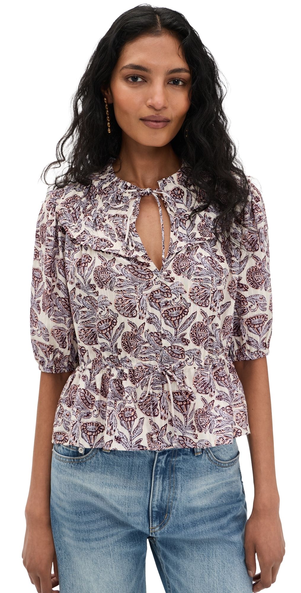 Ulla Johnson Elvie Short Sleeve Cotton Top Meadow 8