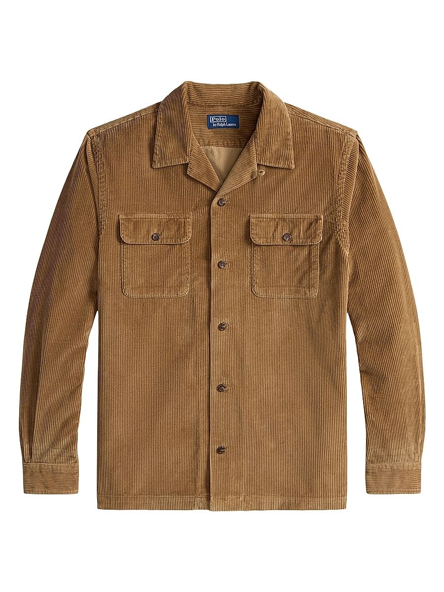 Men's Corduroy Button-Front Shirt - Golden Brown - Size XS