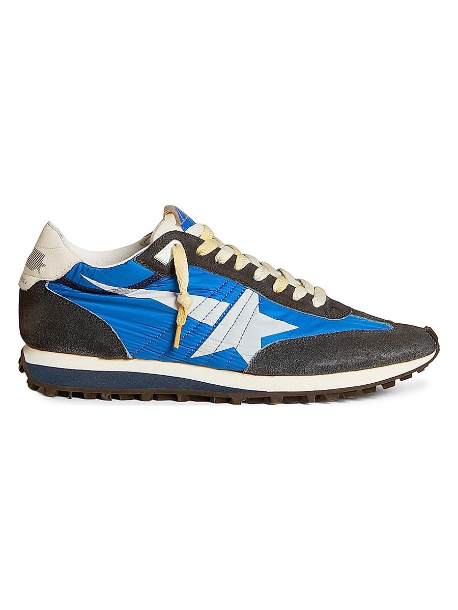 Men's Marathon Textile & Suede Low-Top Running Sneakers - Royal Blue Dark - Size 14