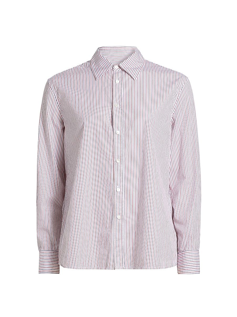 Women's Raphael Striped Classic Button-Front Shirt - Red Blue Stripe - Size Large
