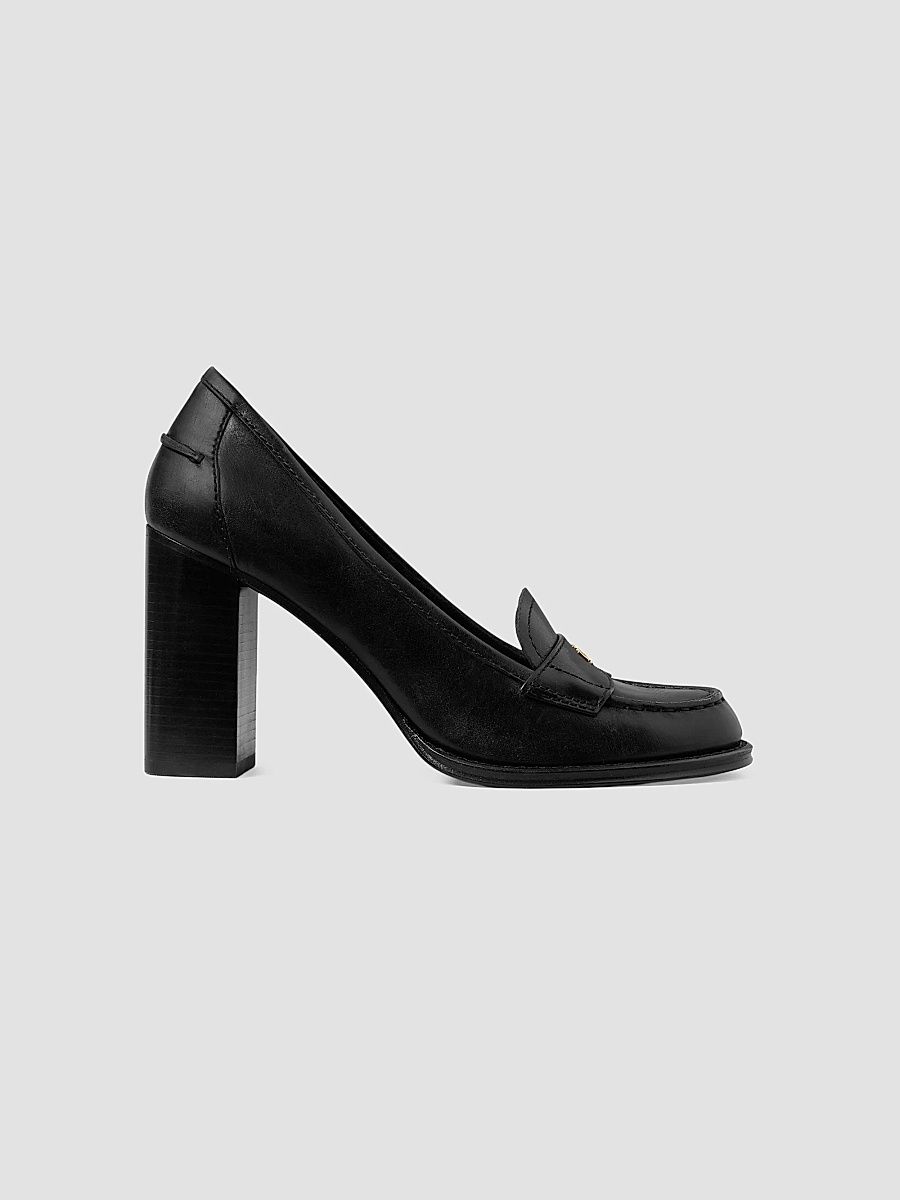 Tory Burch Women's 85MM Leather Loafer Pumps - Black - Size 9.5