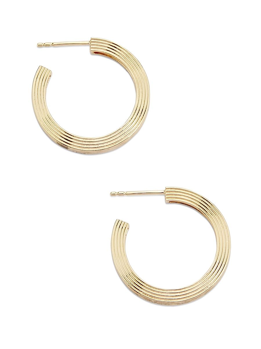 Women's Love Notes 14K Yellow Gold Medium Fluted Hoop Earrings - Yellow Gold