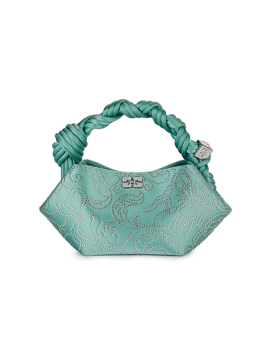 Women's Flower Crystal Satin Mini Bou Bag - Brook Green