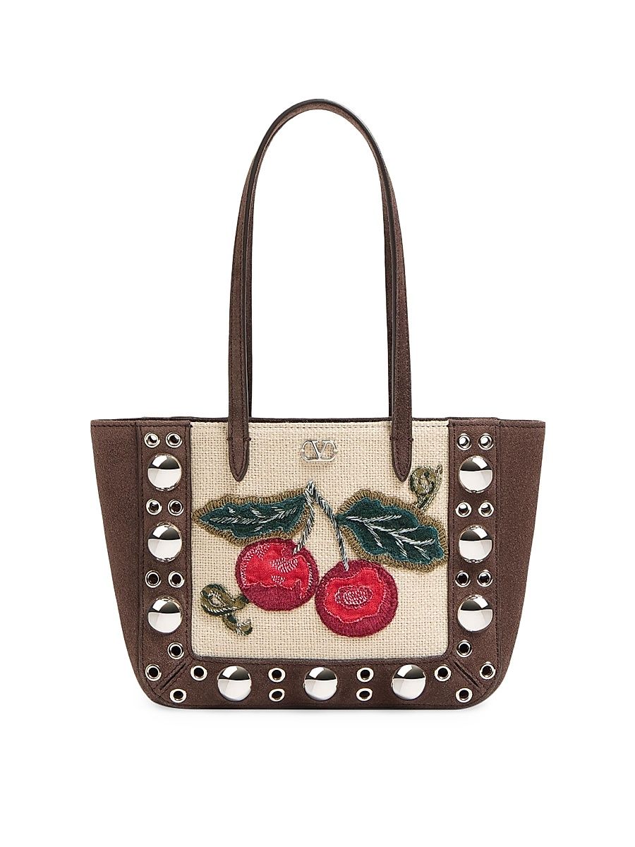 Women's Nellcote Mini Embroidered Tote Shopping Bag - Brown Multicolor