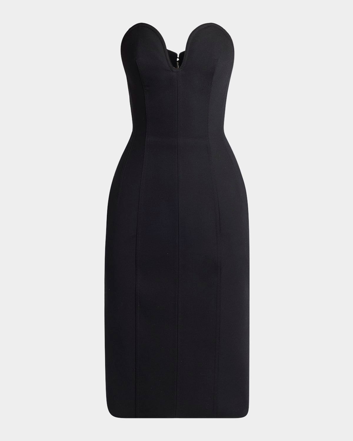 Strapless Compact Wool Waisted Buster Dress