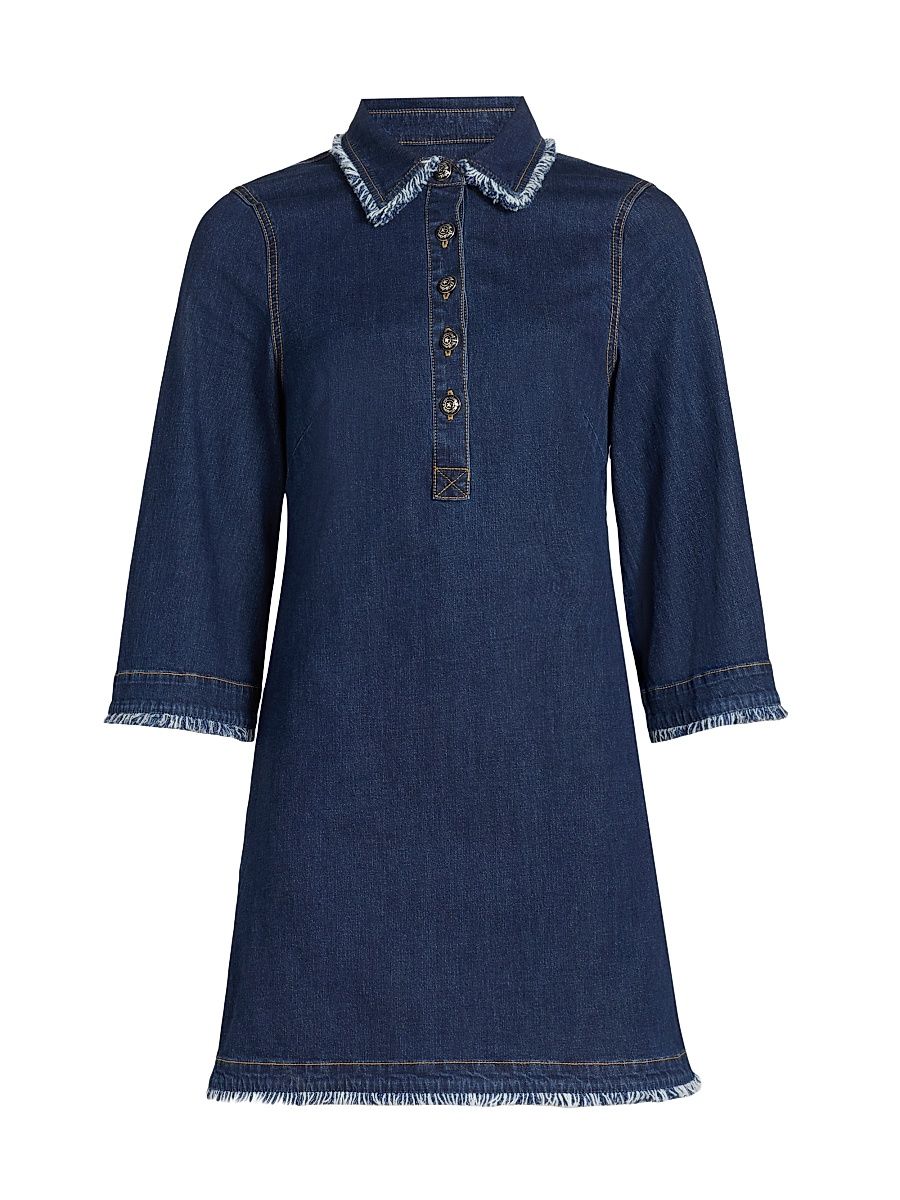 Women's Dany Bicolor Fringe Denim Minidress - Twilight - Size 12