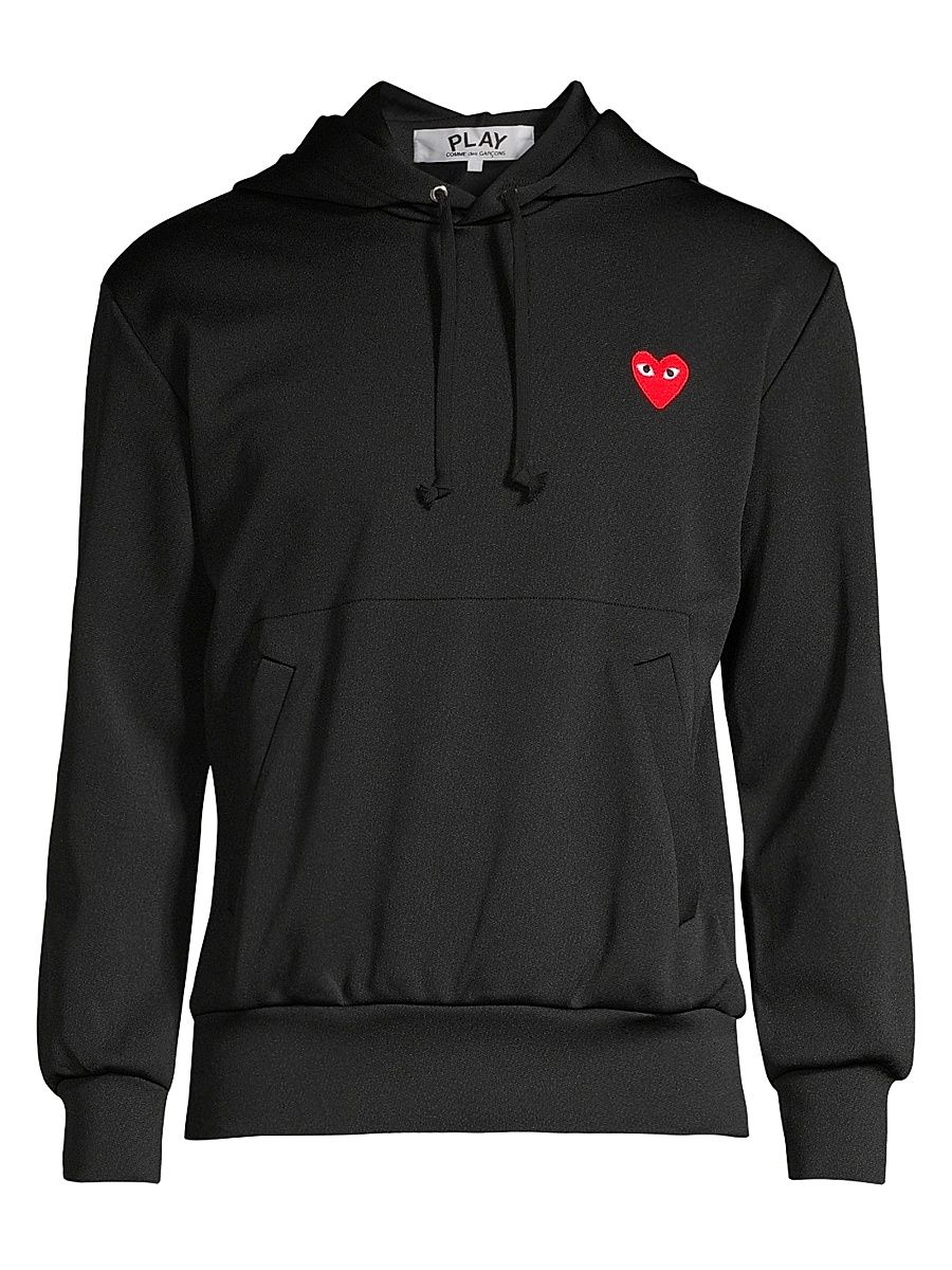 Men's Embroidered Heart Hoodie - Black - Size Small