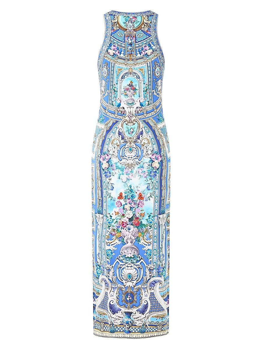 Women's Ottoman-Print Jersey Tank Dress - Blue Multi - Size XS