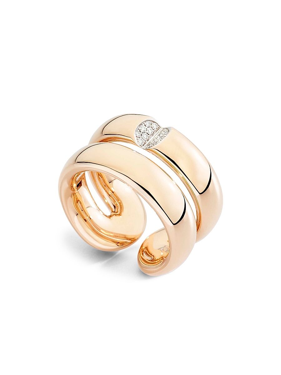 Women's Mon Jeu 18K Rose Gold & 0.09 TCW Diamond Double Band Ring - Rose Gold - Size 7.25