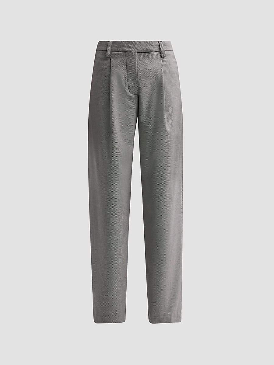 Women's Noko Wool Mid-Rise Straight-Leg Pants - Gray - Size 4