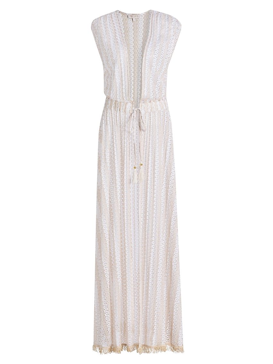 Women's Katherine Swirl Cover-Up Maxi Dress - White Metallic Zigzag - Size XL