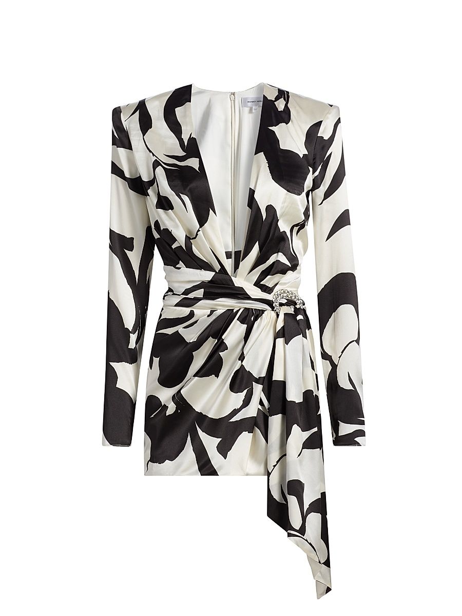 Women's Kit Abstract Belted Minidress - Black Ivory - Size XS