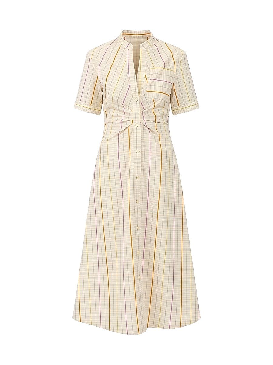 Women's Noor Short Sleeve Shirt-Dress - Yellow Multi - Size 10