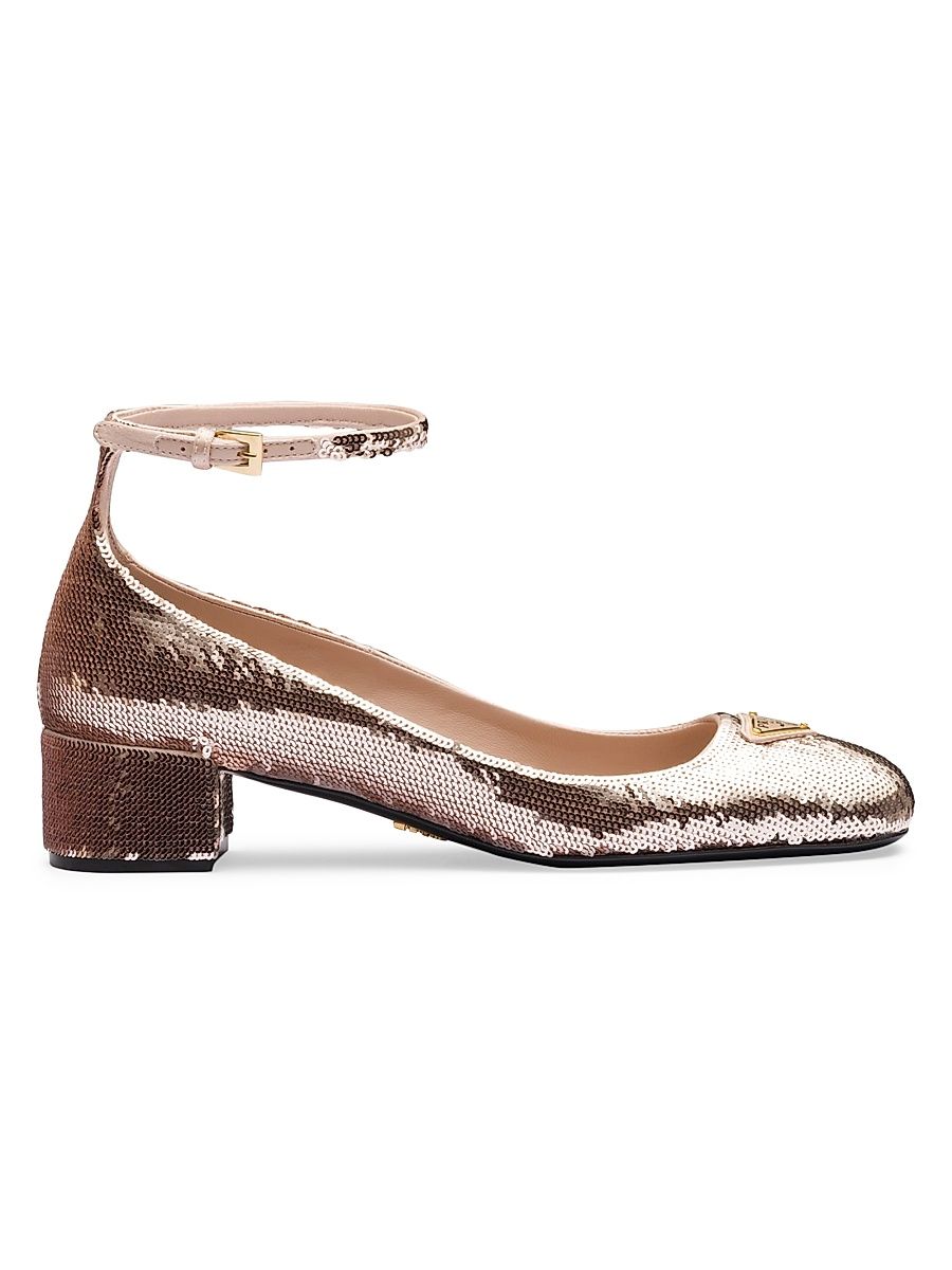 Women's Sequined Satin Pumps - Pink - Size 8