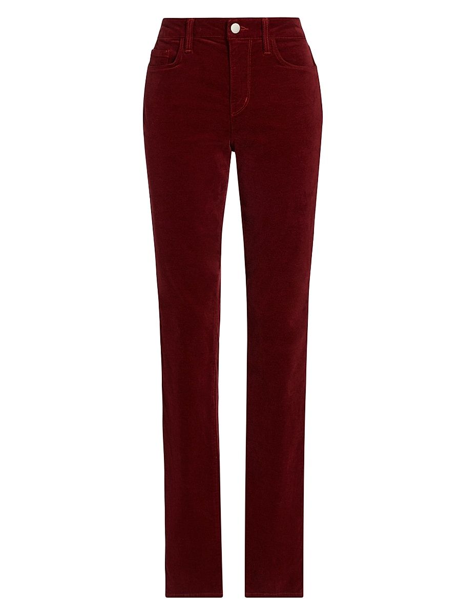 Women's Stevie Velvet Mid-Rise Straight-Leg Jeans - Dark Syrah - Size 30