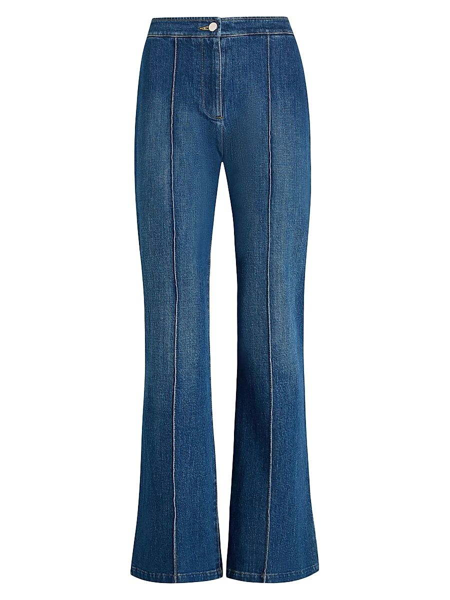 Women's Lola Denim Flare-Leg Cropped Pants - Indigo - Size 12