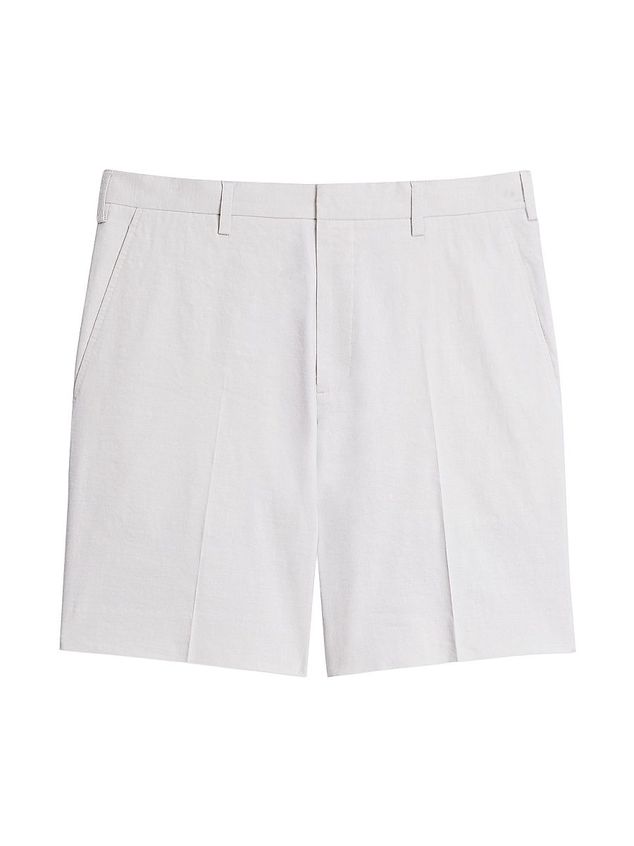 Men's Solid Linen-Blend Shorts - Silver Cloud - Size 36