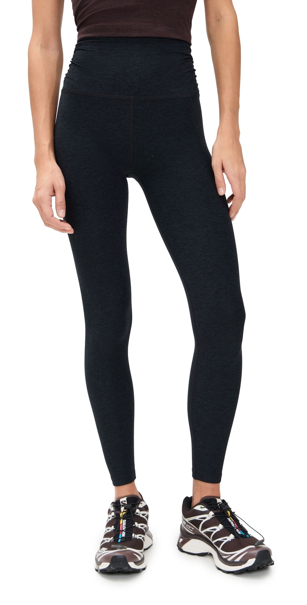 Beyond Yoga Spacedye Raise The Barre Shirred Leggings Darkest Night XS