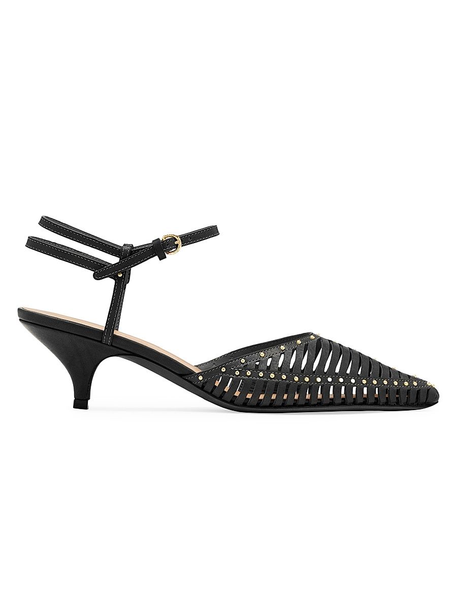 Women's Francine 50MM Cage Kitten Heel Pumps - Noir - Size 10
